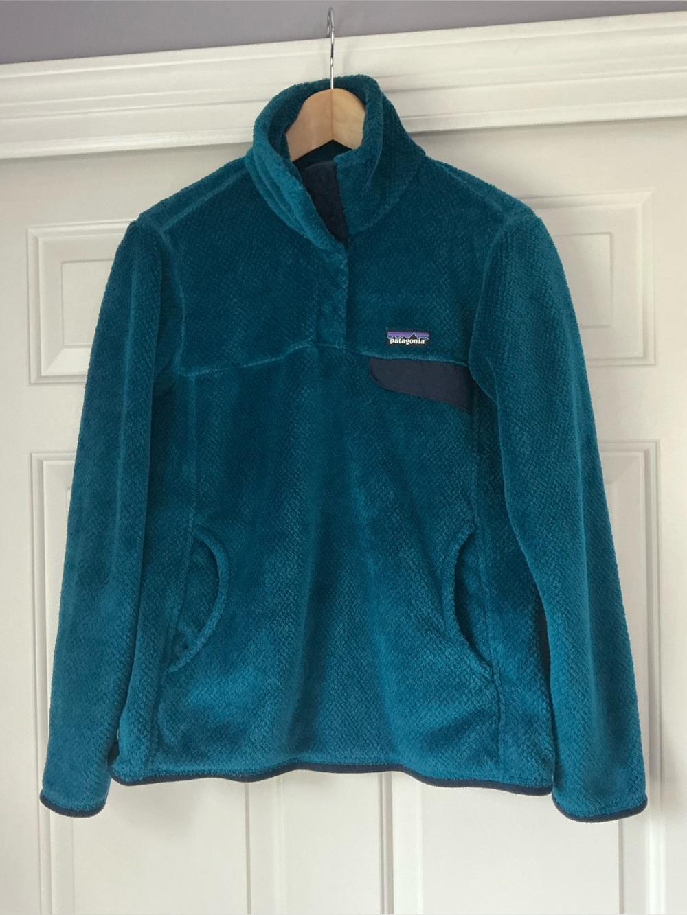 Patagonia Teal Plush Quarter-Zip Fleece Pullover
